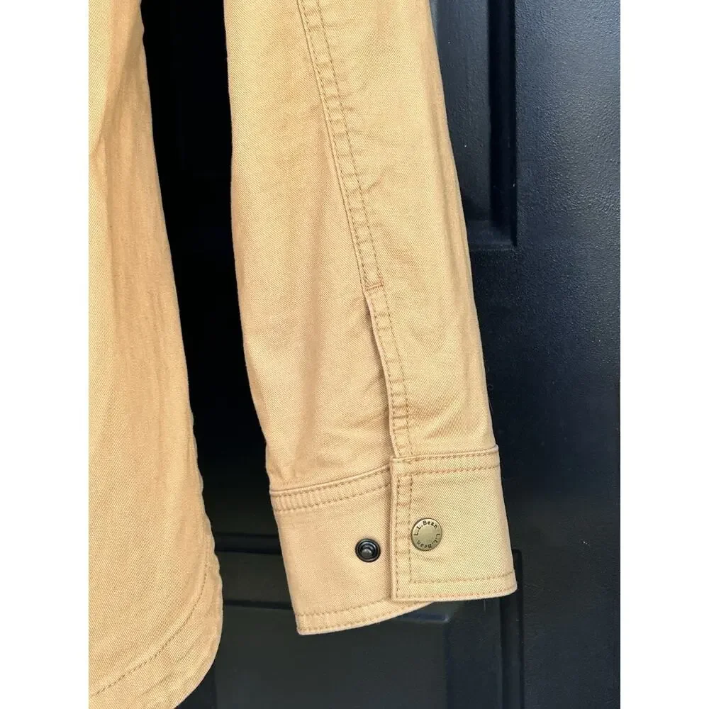 LL Bean BeanFlex Jacket Womens Med Utility Field Military Full Zip Pockets Khaki